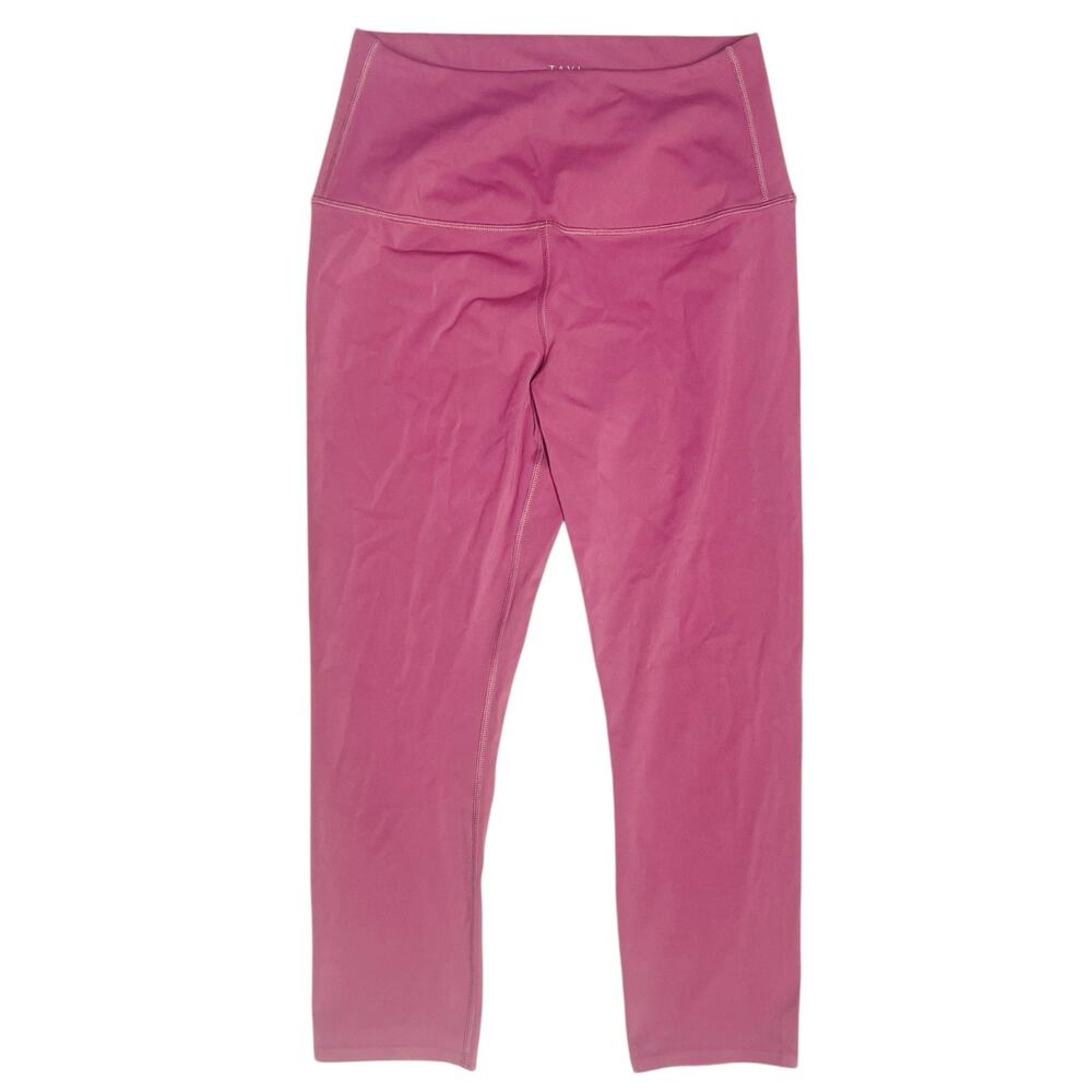 TAVI High Waisted Crop Tight Athletic Leggings in Deep Rose Pink Size L